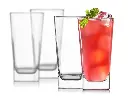 FINE DINE Plaza Water Glasses Set of 6 pcs - Tall Drinking Glasses for- Water, Juice, Mojito, Cocktail, Lead-Free, Perfect for Home, Restaurants and Parties, Clear