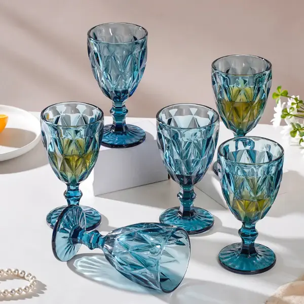 BLUE GOBLET GLASS PACK OF 6