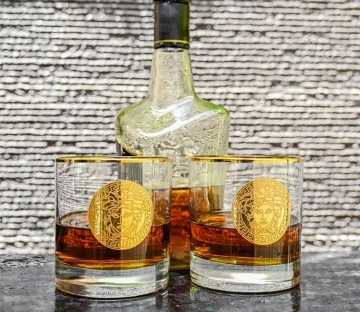 KING Versace Gold Plated Pure Crystal Glass SET OF6