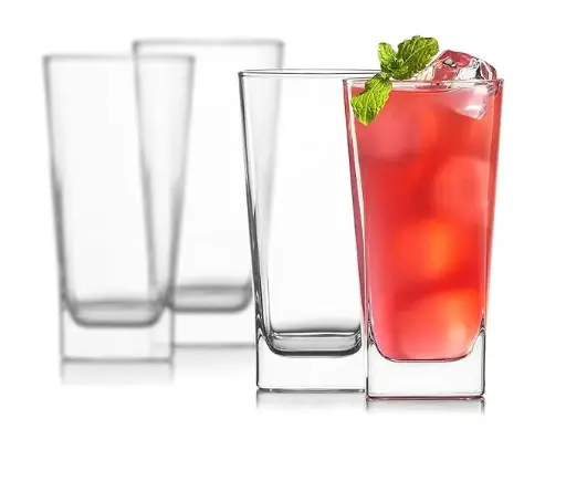 FINE DINE Plaza Water Glasses Set of 6 pcs - Tall Drinking Glasses for- Water, Juice, Mojito, Cocktail, Lead-Free, Perfect for Home, Restaurants and Parties, Clear